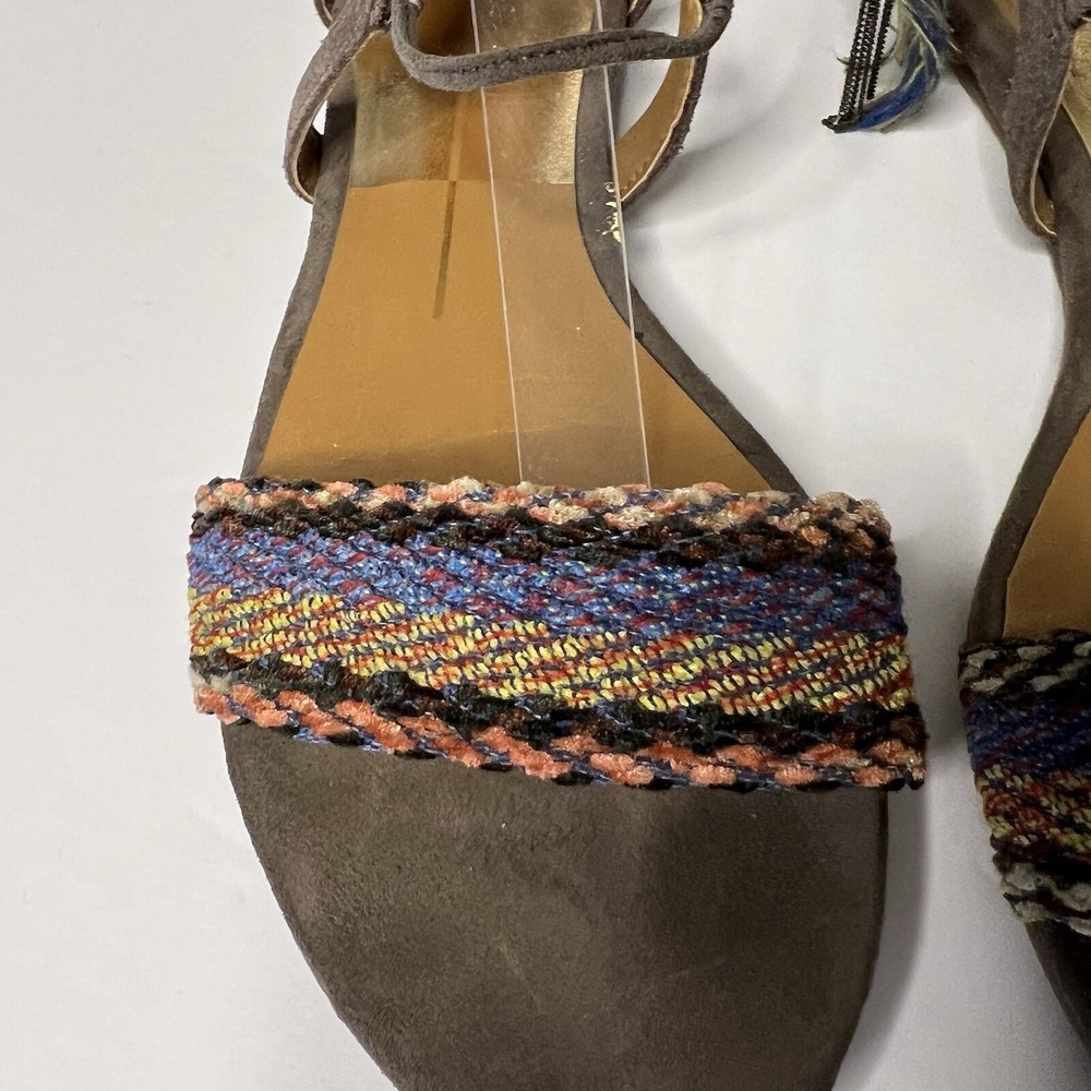 Dolce Vita flat sandals grey multi colored woven strap ankle strap with tassel 7 - Picture 6 of 9